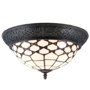 Loftlampe Kisa, Tiffany-stil, direkte
