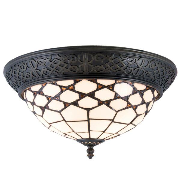 Loftlampe Kisa, Tiffany-stil, direkte