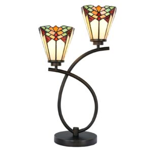 Bordlampe 5966 med kulørt glas i tiffanystil