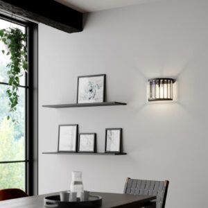 Elevato væglampe, sort, slebet glas