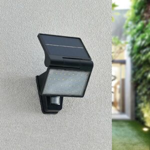 Prios Dagan udendørs LED-vægspot, sensor, solcelle