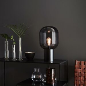 Brooklyn bordlampe, røggrå glasskærm, 44 cm