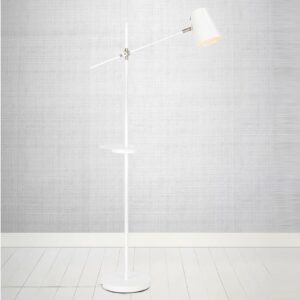 Linear gulvlampe med USB-ladestation, hvid