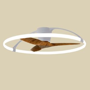 Nepal LED-loftventilator, app, sølv/nøddetræ