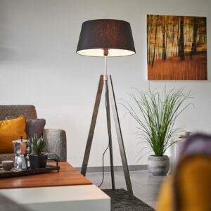Rothfels Thea gulvlampe, gråt træ, sort skærm