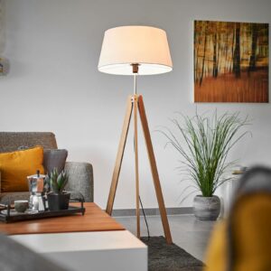 Rothfels Thea stof-gulvlampe, eg, hvid
