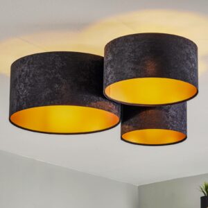 Loftlampe 080, 3 lyskilder, sort-guld