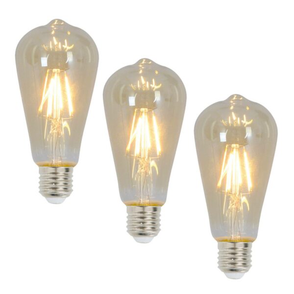 Rustik LED-pære E27 4 Watt 300 Lumen 3 stk 2.200 K