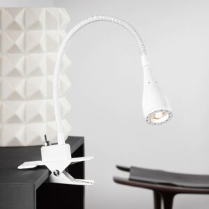 Fleksibel Mento LED-lampe i hvidt med klemme