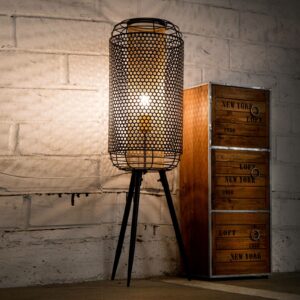 Denton bordlampe i vintagestil, sort-guld