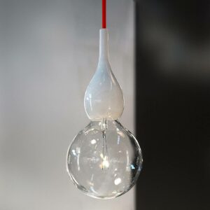 next Blubb mini - pendellampe, opal/rød ledning