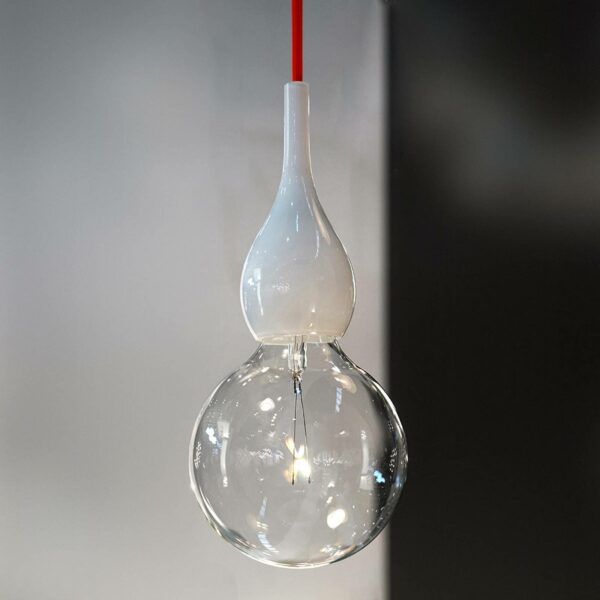 next Blubb mini - pendellampe, opal/rød ledning