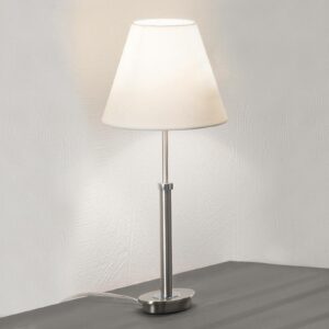 Bordlampe Lilly i nikkel med stofskærm, 22 cm