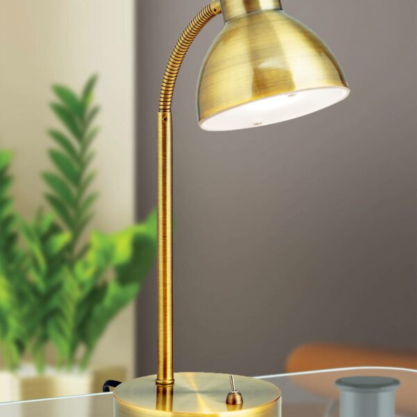Klassiske LED-skrivebordslampe Isra, gammelmessing