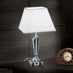 Veronique bordlampe, smal fod, hvid/krom