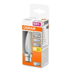OSRAM LED-kertepære B22d 2,5W 2.700K, mat