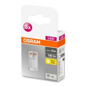 OSRAM LED-stiftsokkelpære G4 0,9W 827 klar, 3 stk.