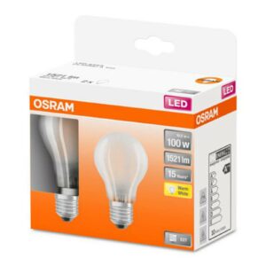 OSRAM Classic A LED-pære E27 11W 2.700K mat 2 stk.