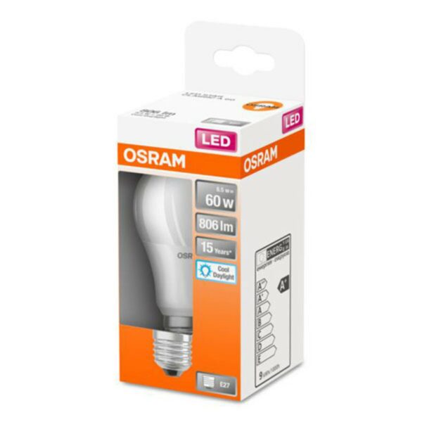 OSRAM LED-pære Classic A E27 8,5W 6.500K mat