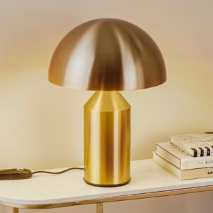 Oluce Atollo bordlampe, kan dæmpes, Ø 38 cm, guld