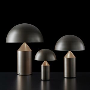 Oluce Atollo bordlampe, kan dæmpes, Ø 38 cm bronze