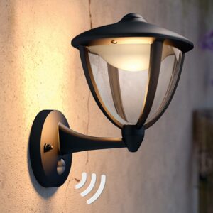 Philips Robin udendørs væglampe sensor, sort oppe