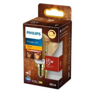 Philips E14 P45 3,5W 1.800K guld dæmpbar