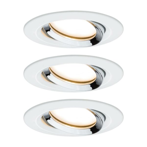 Paulmann Nova Plus LED-spot, 3, rundt, hvid-krom