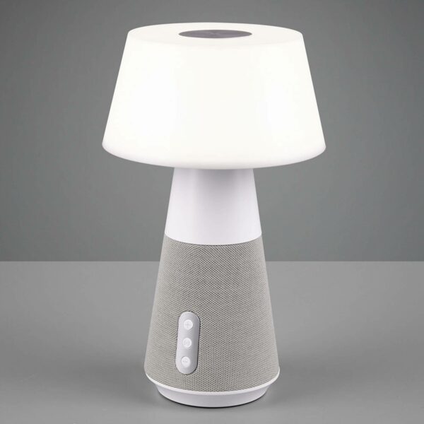 DJ LED-bordlampe med højttaler, hvid/grå