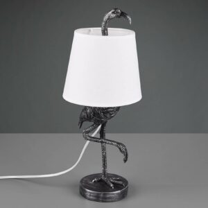 Lola bordlampe med flamingo-figur, sølv/hvid