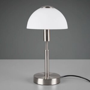 Don bordlampe, kan dæmpes, hvid/mat nikkel