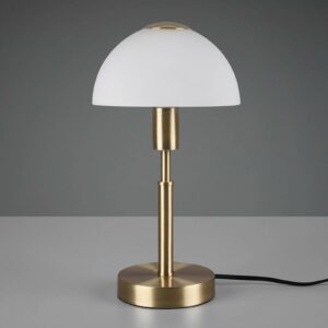Don bordlampe, kan dæmpes, hvid/mat messing
