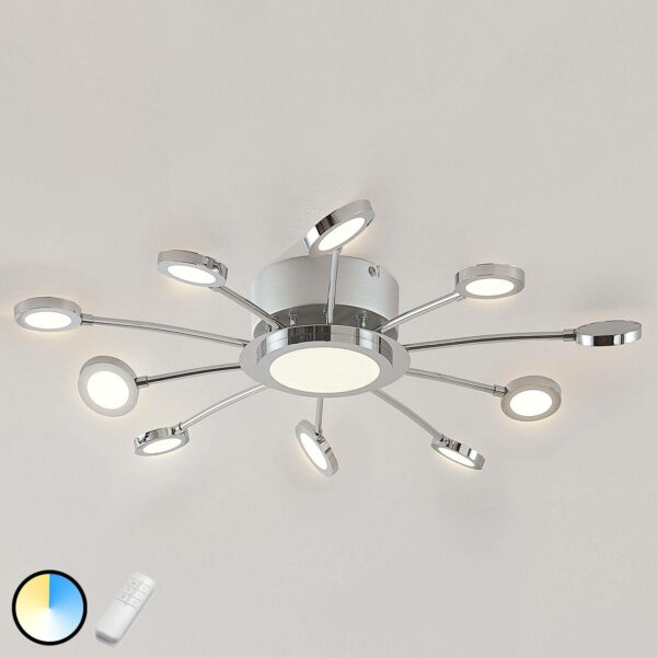 Forkromet LED loftlampe Meru, varmhvid lysfarve