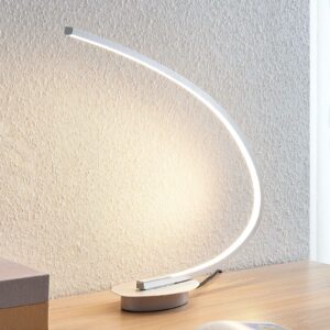 LED-bordlampe Nalevi, bueform, sølv