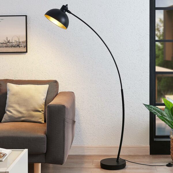 Buegulvlampe Phileas i sort og guld