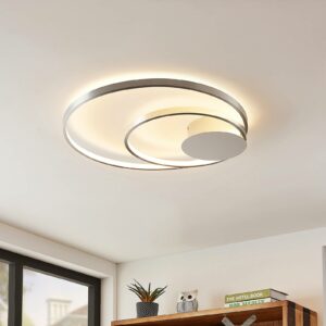 Lindby Nerwin LED-loftlampe, rund, alu/krom