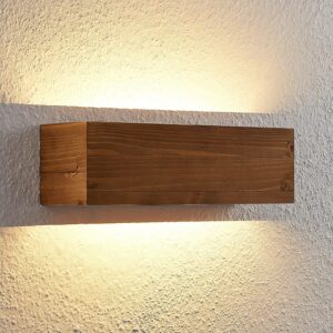 Lindby Benicio Wood LED-væglampe træ kantet, 37 cm