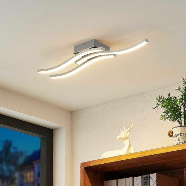 Lindby Bisioma LED-loftlampe, 3 lk. 3.000 K nikkel