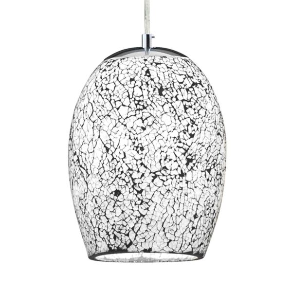 Crackle pendellampe, krom hvid