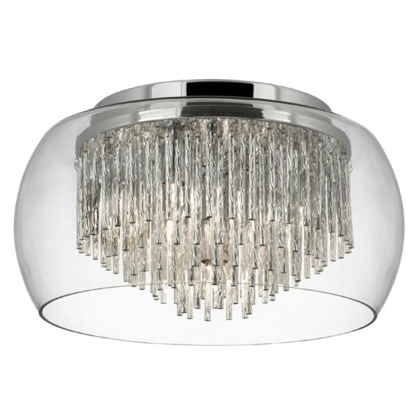 Curva loftlampe af glas med alu-spiraler