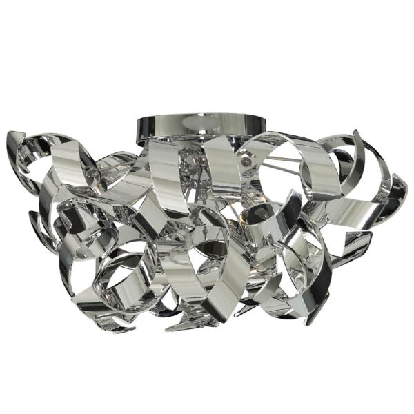 Curls loftlampe, kromfarvet, krøllet design