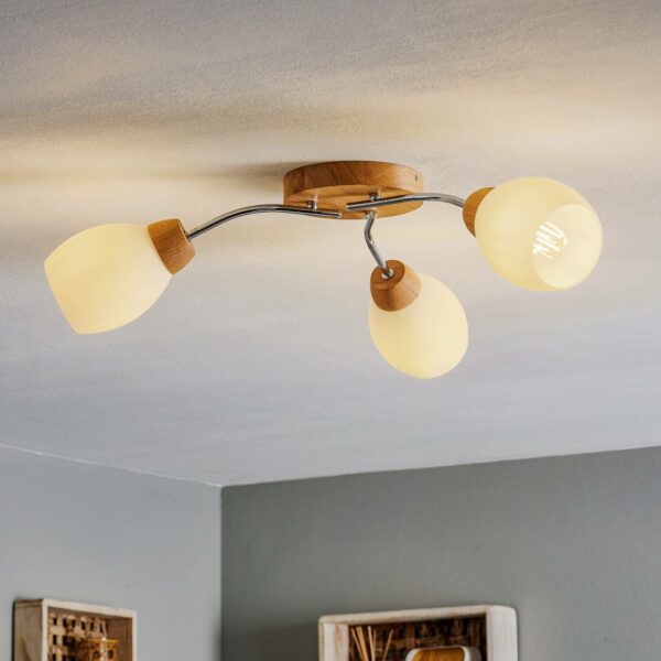 Santa loftlampe med egetræ, 3 lyskilder
