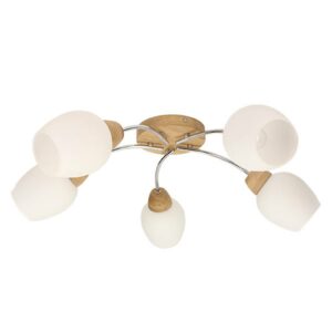 Santa loftlampe med træ og 5 glasskærme