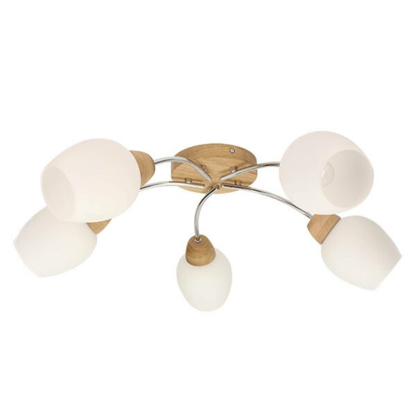 Santa loftlampe med træ og 5 glasskærme