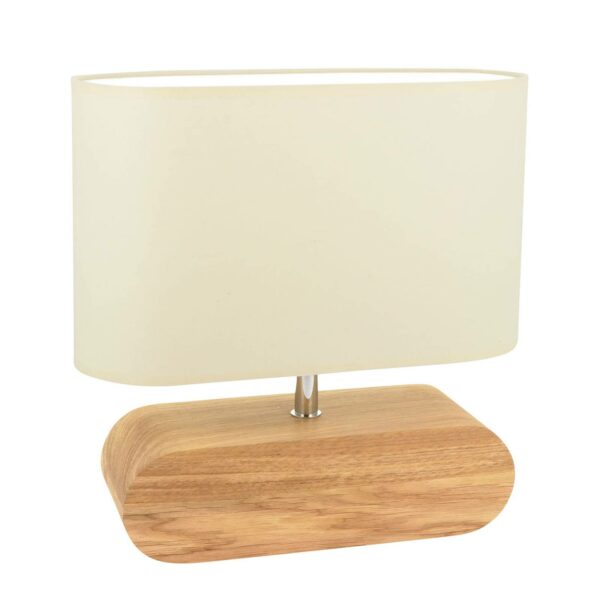 Marinna bordlampe, egetræsfod, ecru skærm