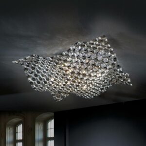 Saten loftlampe i krystal 56 cm