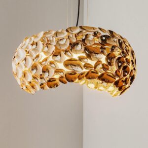 Narisa LED-hængelampe, Ø 46 cm, rosaguld, brun