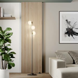 Gama 3 gulvlampe, sort, med tre glaskugler