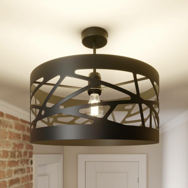 Modul Frez loftlampe, mønsterskærm, Ø 39 cm, sort