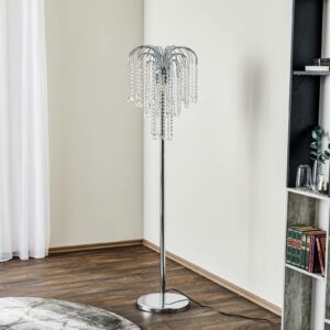 Pioggia gulvlampe med krystalregn, krom